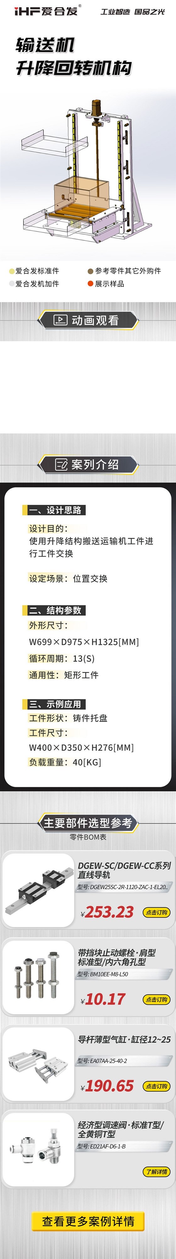 爱合发：案例介绍，输送机升降回转机构！